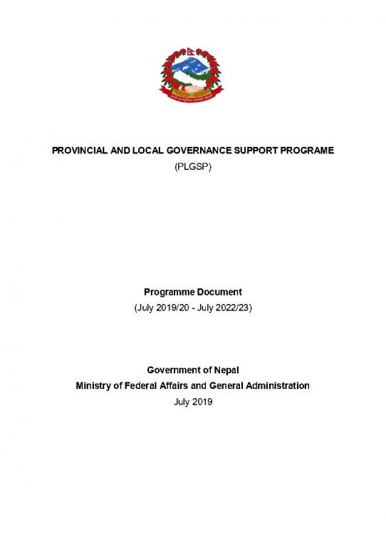Program Document of PLGSP