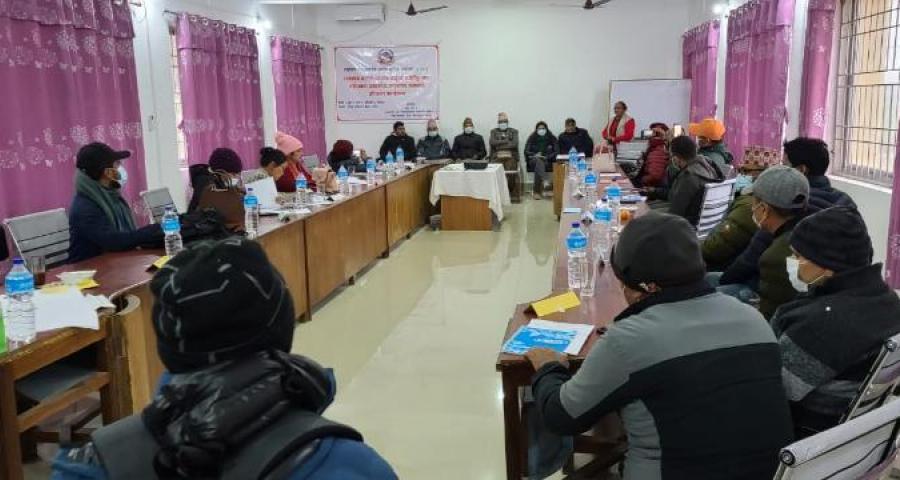 Photo of. capacity development training to LGs representatives and officials on LG planning process, Budgeting and Result Based monitoring in Kalawalguri Jhapa.